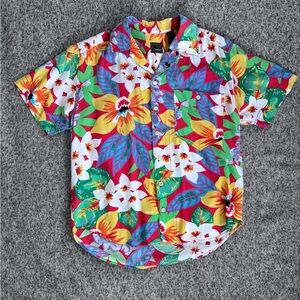 Vintage Liz Claiborne Tropical Leaf Print Hawaiian Shirt